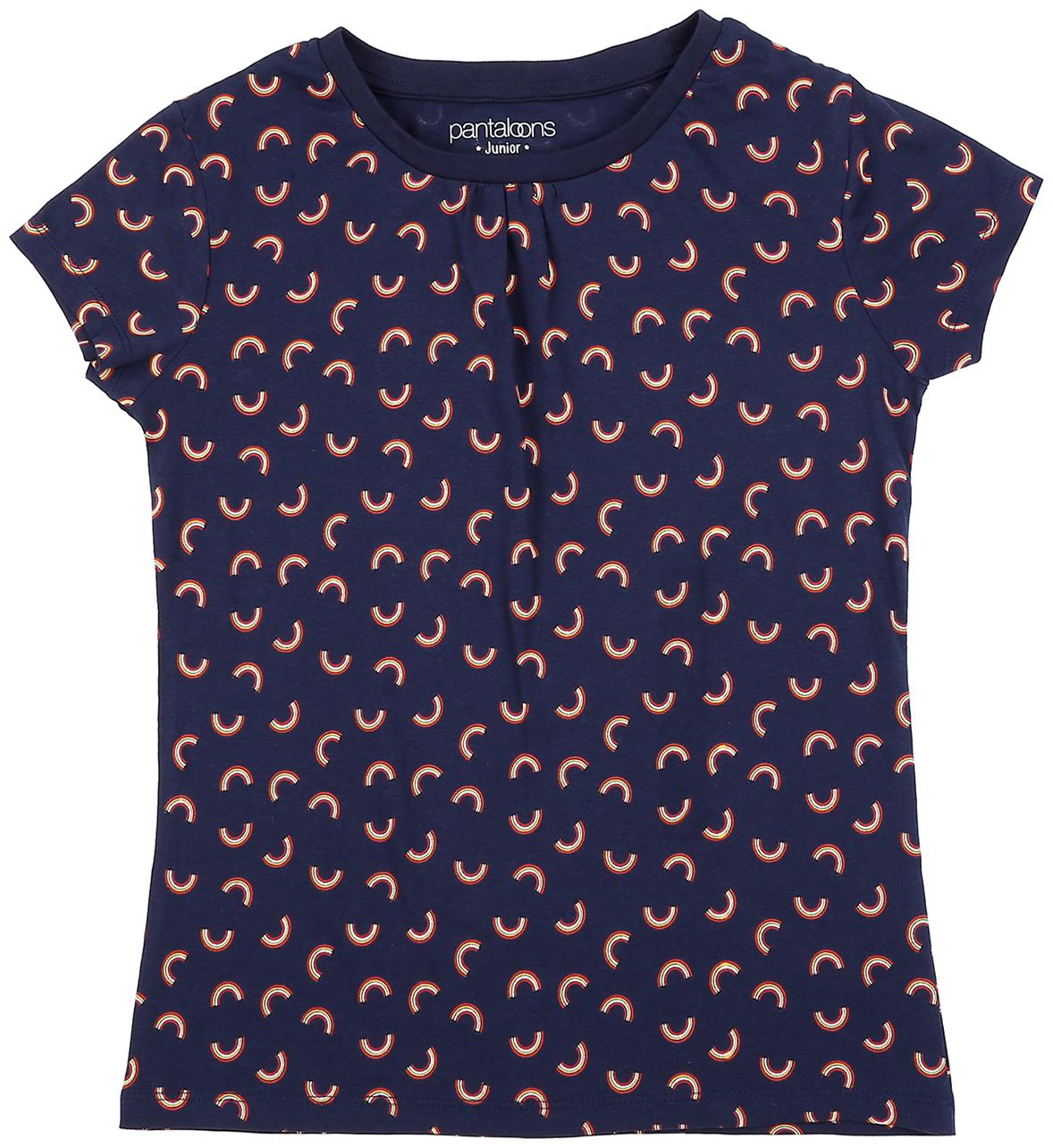 

Pantaloons Junior Girl Cotton Printed T shirt - Blue