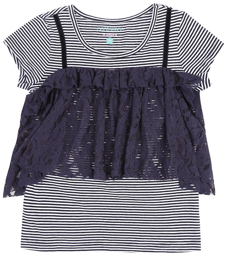 

Pantaloons Junior Girl Cotton Striped T shirt - Blue
