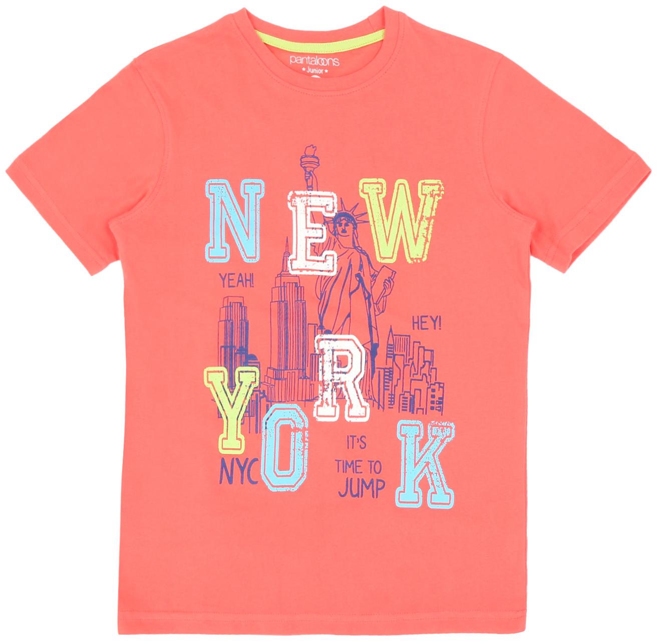 

Pantaloons Junior Boy Cotton Printed T-shirt - Orange
