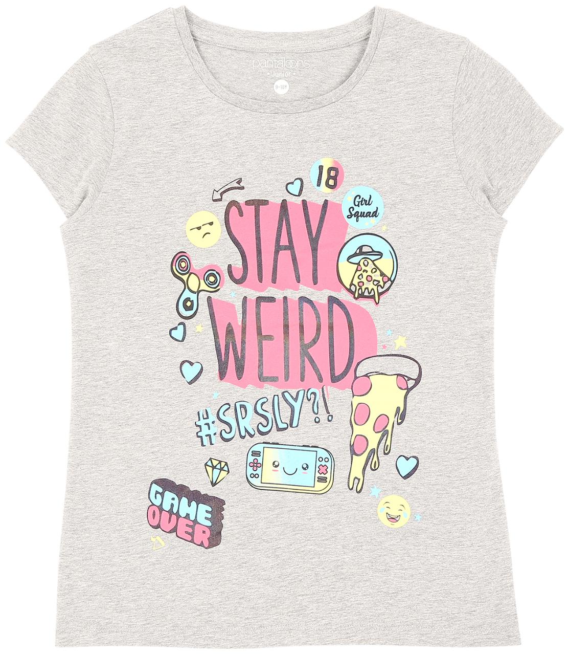

Pantaloons Junior Girl Cotton Printed T shirt - Grey