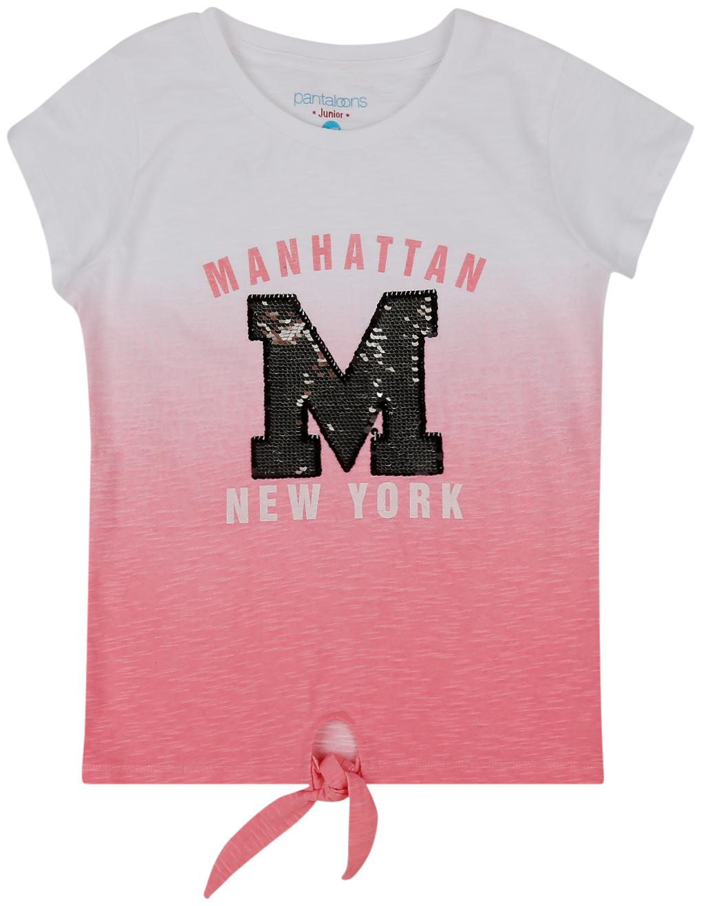 

Pantaloons Junior Girl Cotton Printed T shirt - White