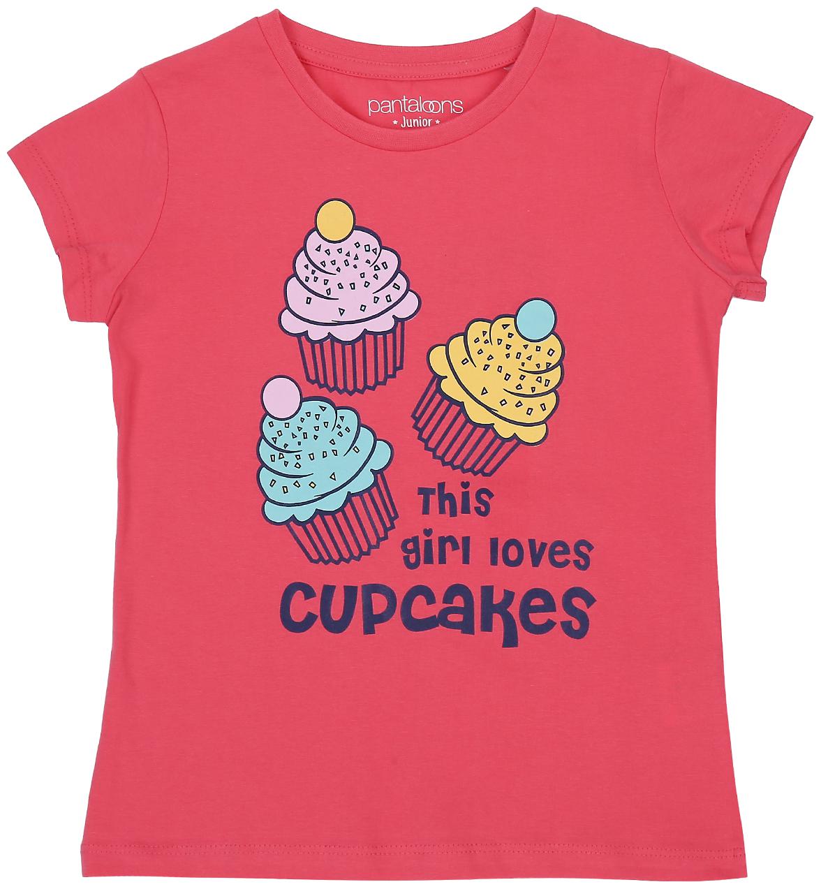 

Pantaloons Junior Girl Cotton Printed T shirt - Pink
