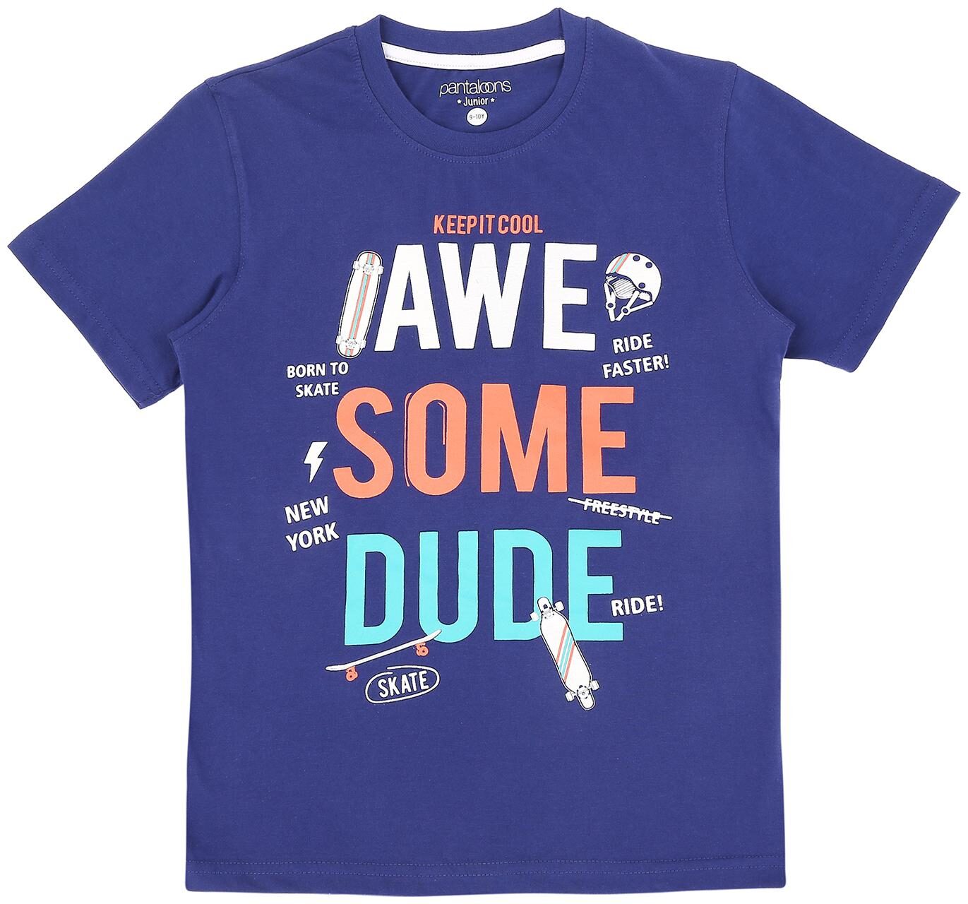

Pantaloons Junior Boy Cotton Printed T-shirt - Blue