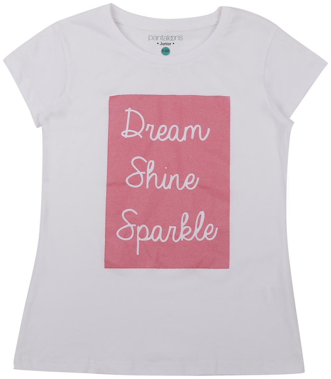 

Pantaloons Junior Girl Cotton Printed T shirt - White