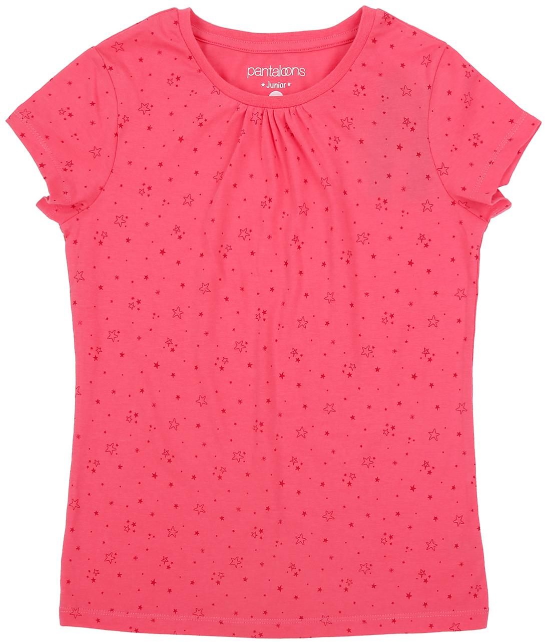 

Pantaloons Junior Girl Cotton Printed T shirt - Pink