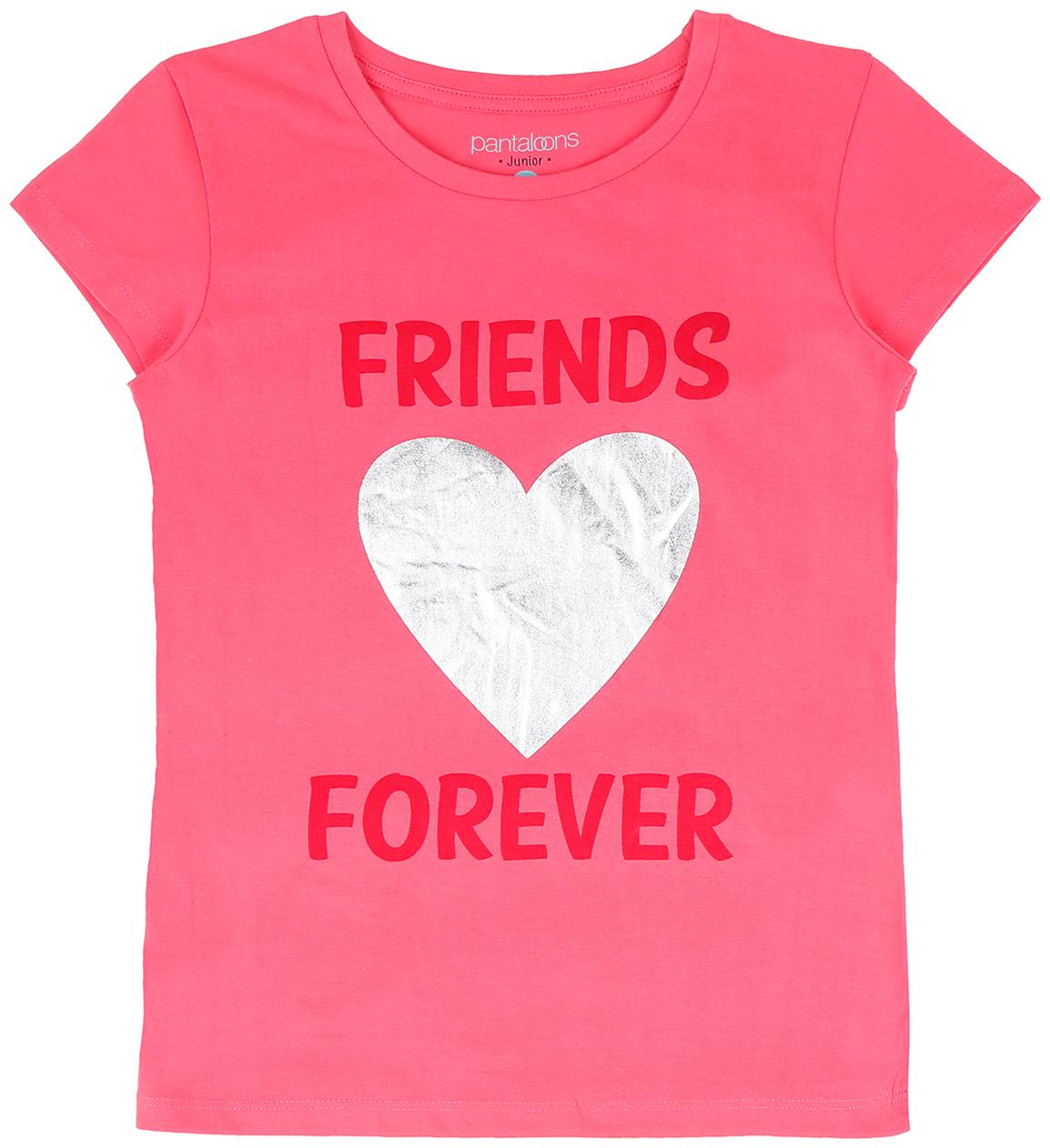 

Pantaloons Junior Girl Cotton Printed T shirt - Pink