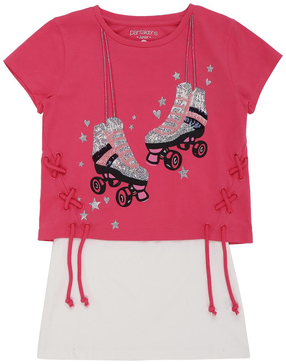 

Pantaloons Junior Girl Cotton Printed T shirt - Pink