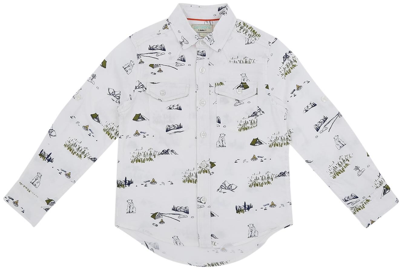 

Pantaloons Junior Boy Cotton Printed Shirt White