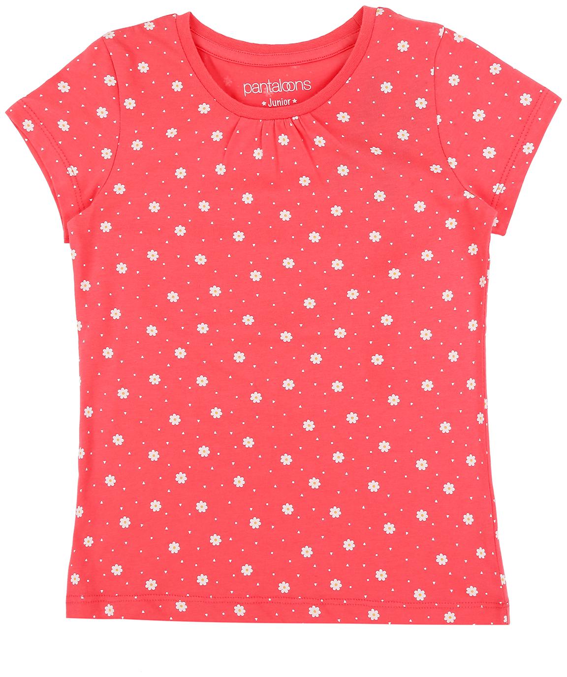 

Pantaloons Junior Girl Cotton Printed T shirt - Pink
