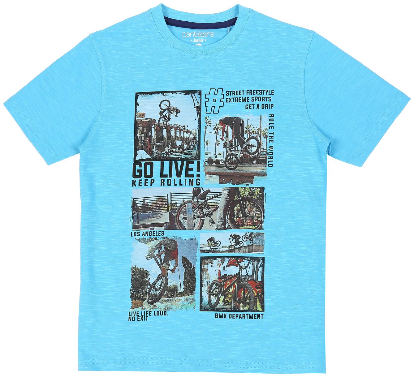 

Pantaloons Junior Boy Cotton Printed T-shirt - Blue