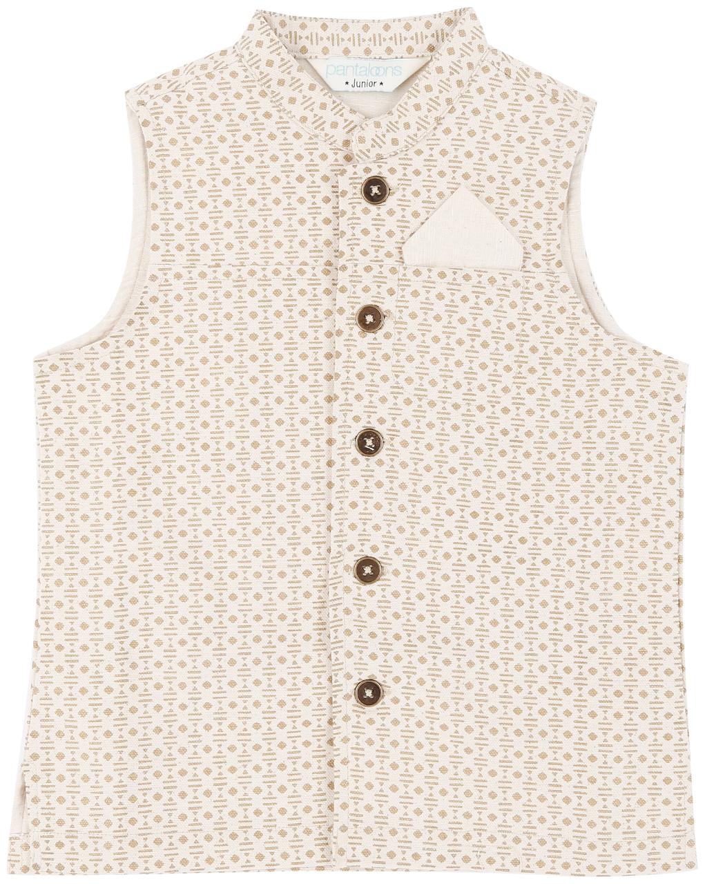 

Pantaloons Junior Cotton blend Printed Top Bottom Set - White