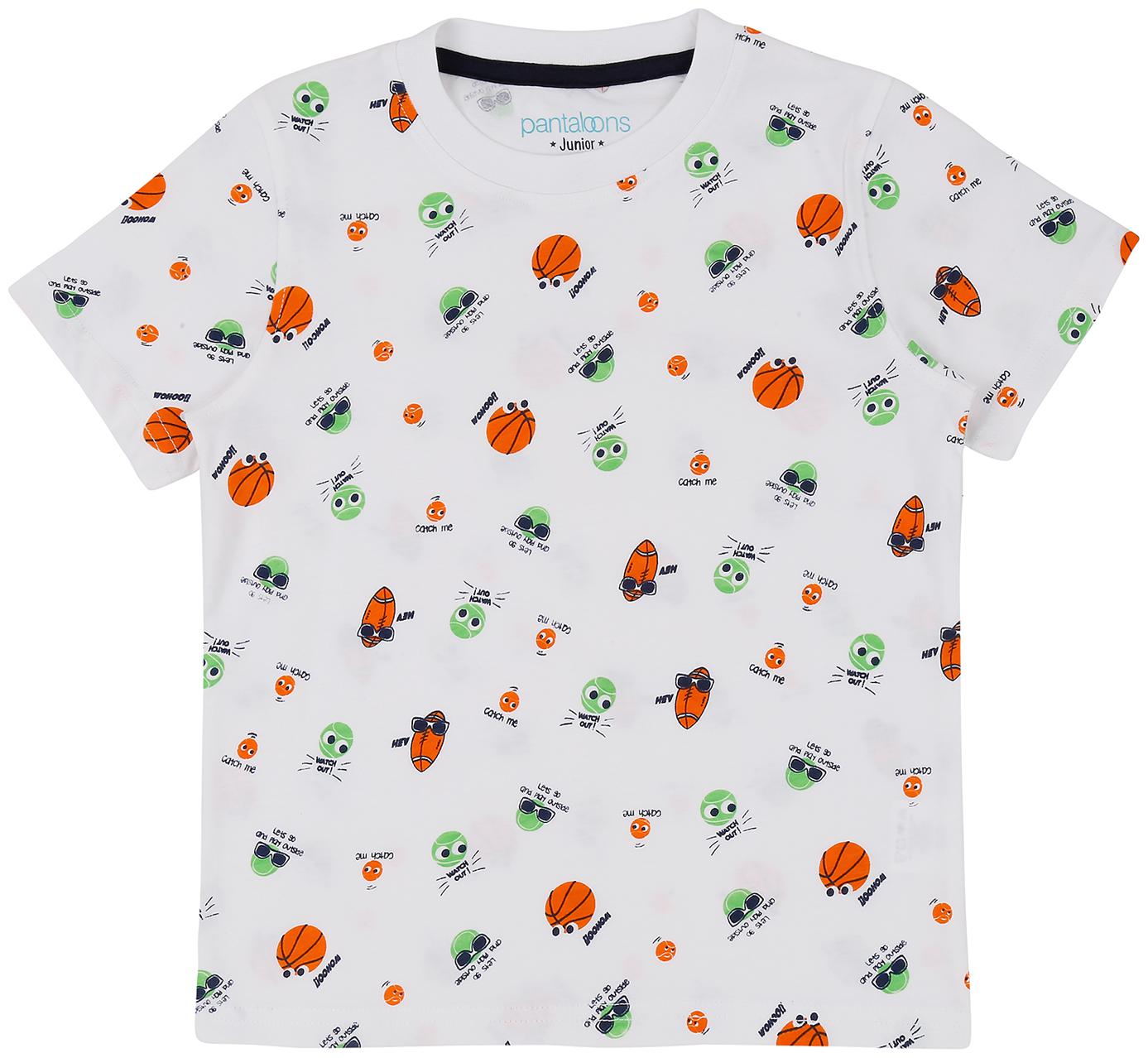 

Pantaloons Junior Boy Cotton Printed T-shirt - White