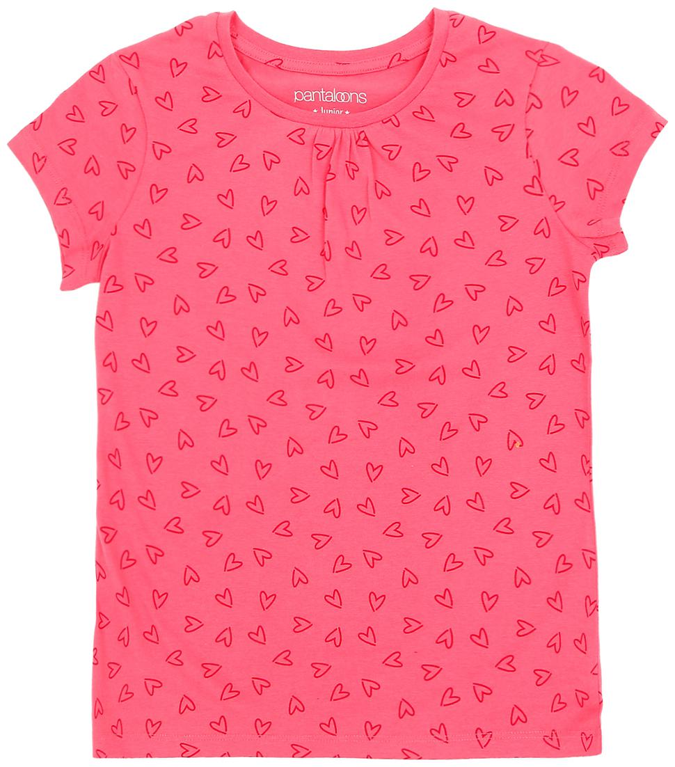 

Pantaloons Junior Girl Cotton Printed T shirt - Pink
