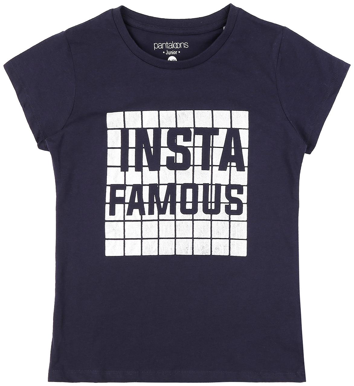 

Pantaloons Junior Girl Cotton Printed T shirt - Blue