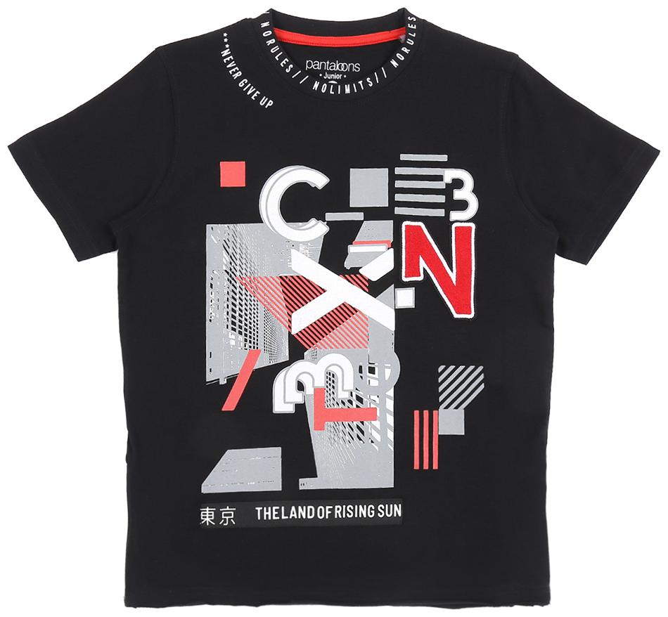 

Pantaloons Junior Boy Cotton Printed T-shirt - Black