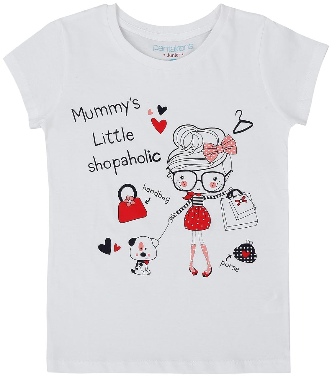 

Pantaloons Junior Girl Cotton Printed T shirt - White