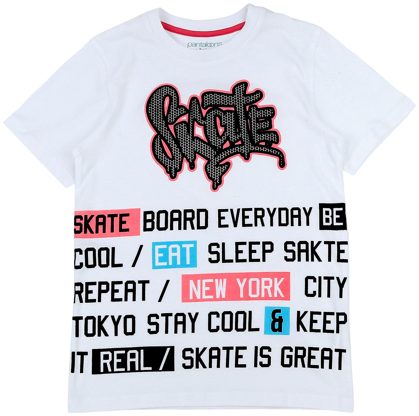 

Pantaloons Junior Boy Cotton Printed T-shirt - White