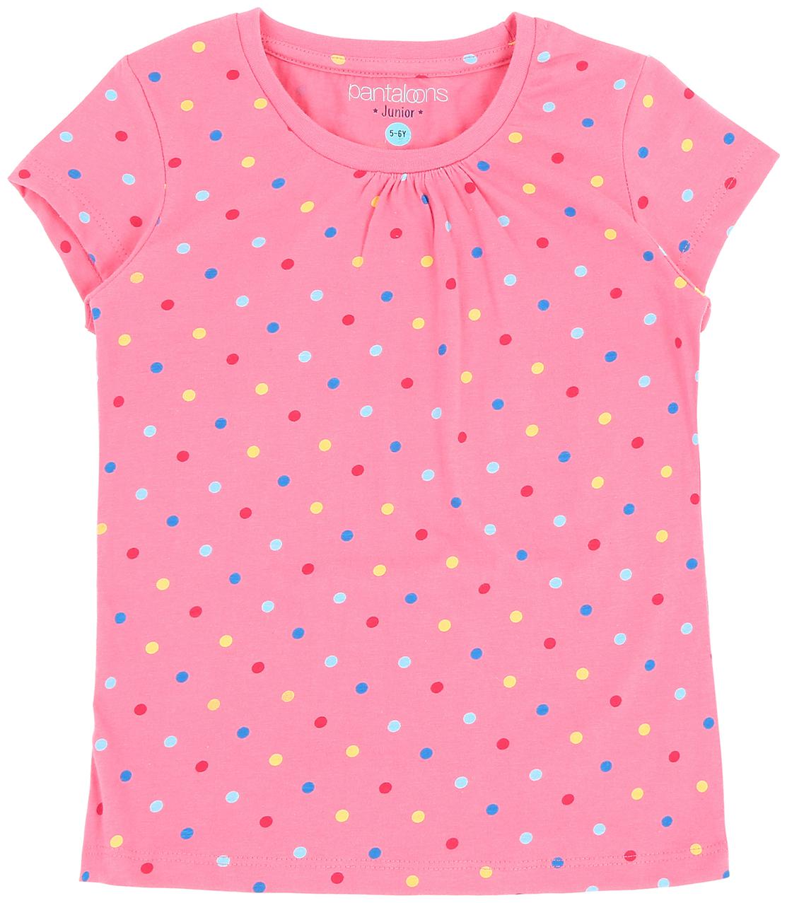 

Pantaloons Junior Girl Cotton Printed T shirt - Pink