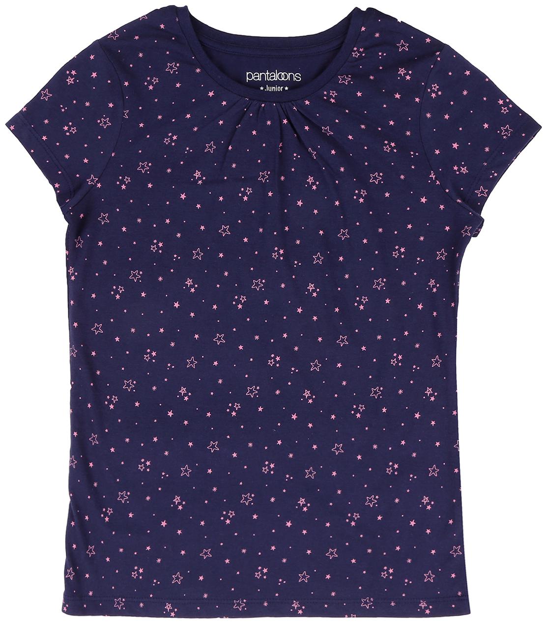 

Pantaloons Junior Girl Cotton Printed T shirt - Blue
