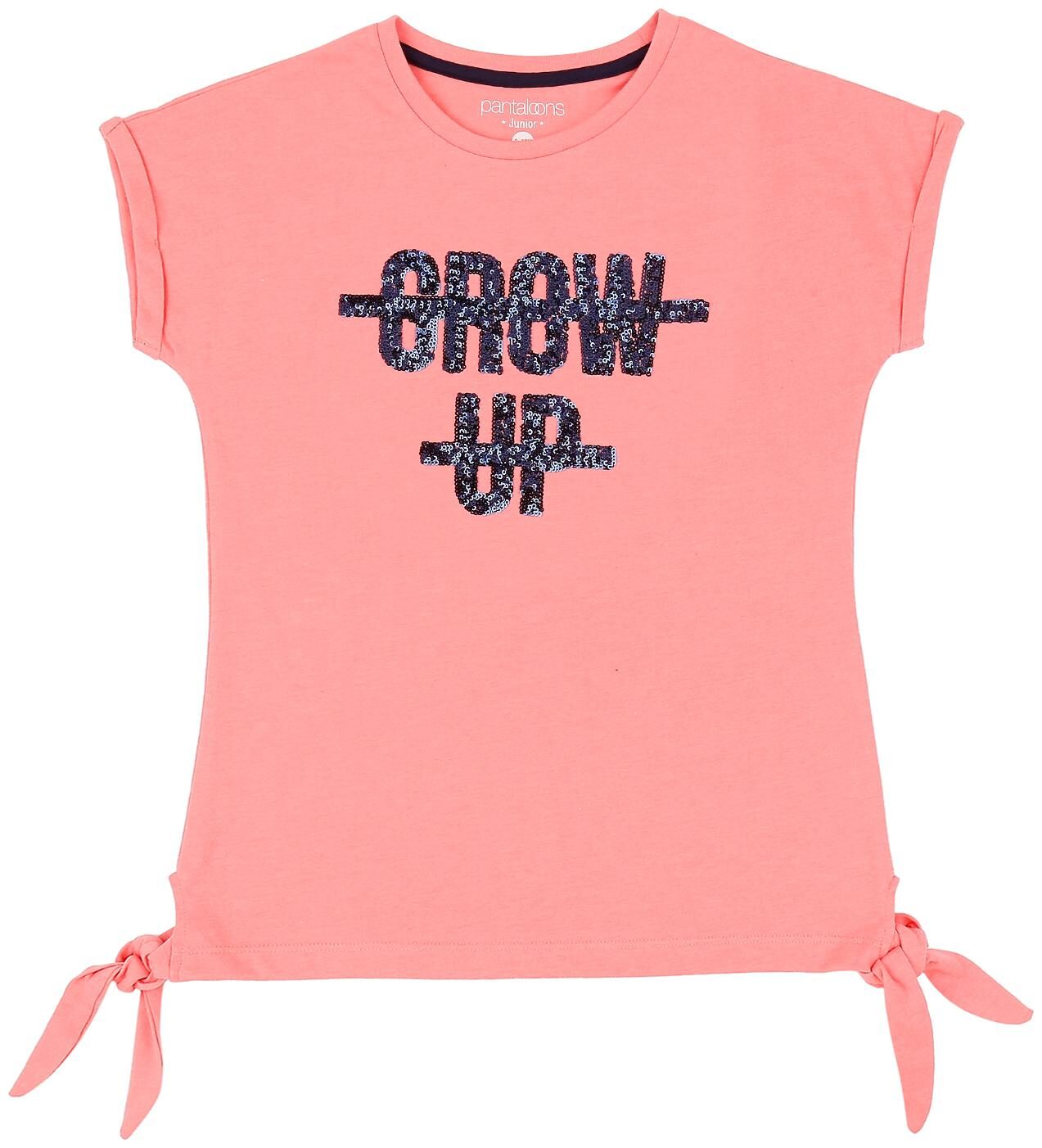 

Pantaloons Junior Girl Cotton Printed T shirt - Pink