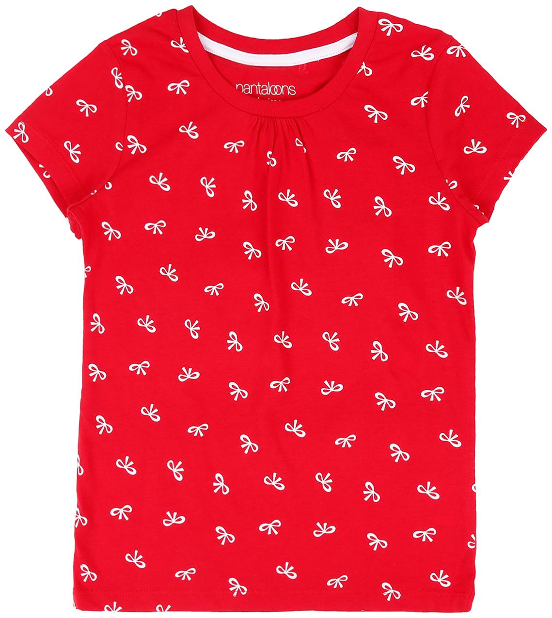 

Pantaloons Junior Girl Cotton Printed T shirt - Red