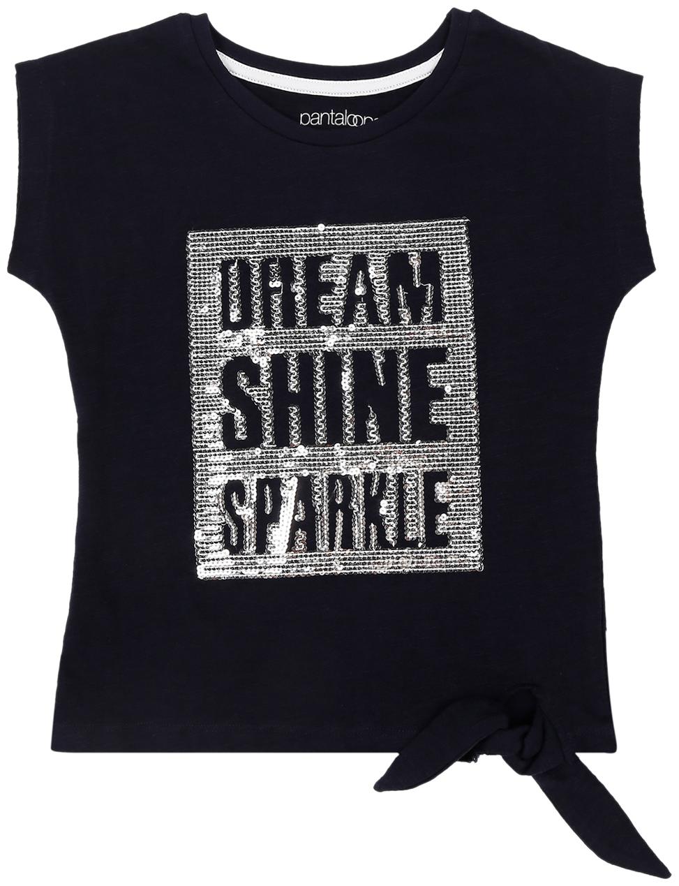

Pantaloons Junior Girl Cotton Printed T shirt - Blue