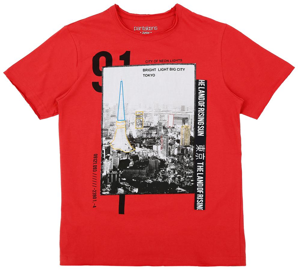 

Pantaloons Junior Boy Cotton Printed T-shirt - Red