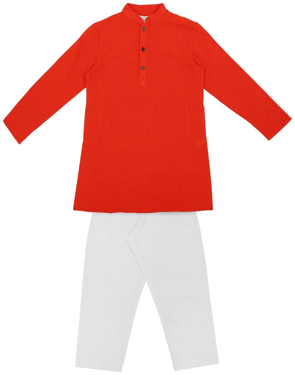 

Pantaloons Junior Boy Cotton Solid Kurta pyjama set - Maroon White