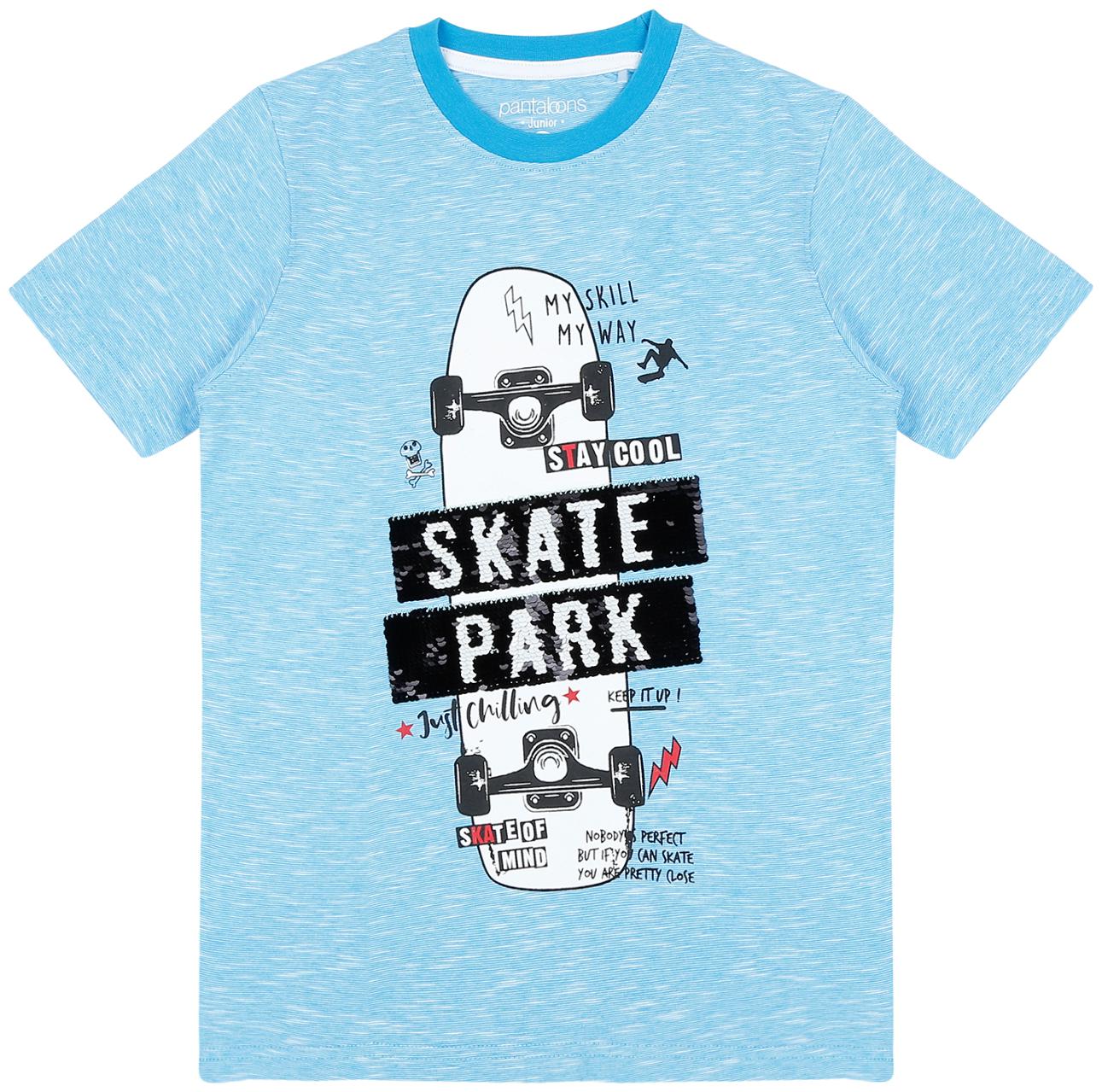 

Pantaloons Junior Boy Cotton Printed T-shirt - Blue