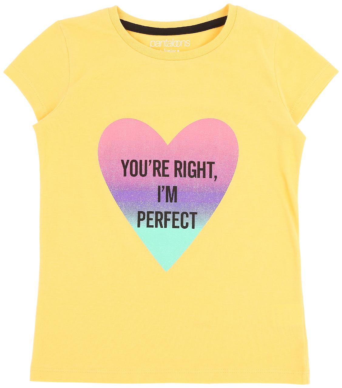 

Pantaloons Junior Girl Cotton Printed T shirt - Yellow