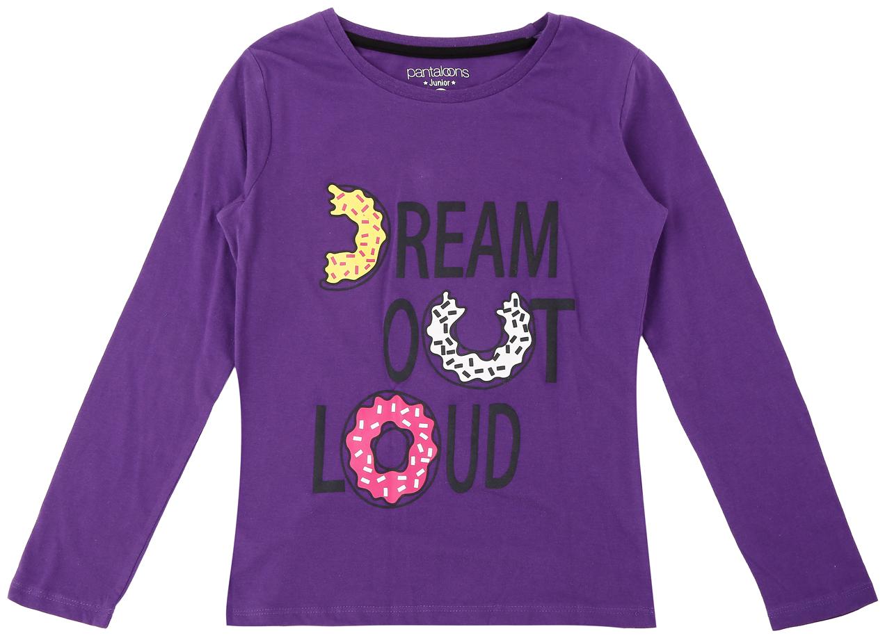 

Pantaloons Junior Girl Cotton Printed T shirt - Purple