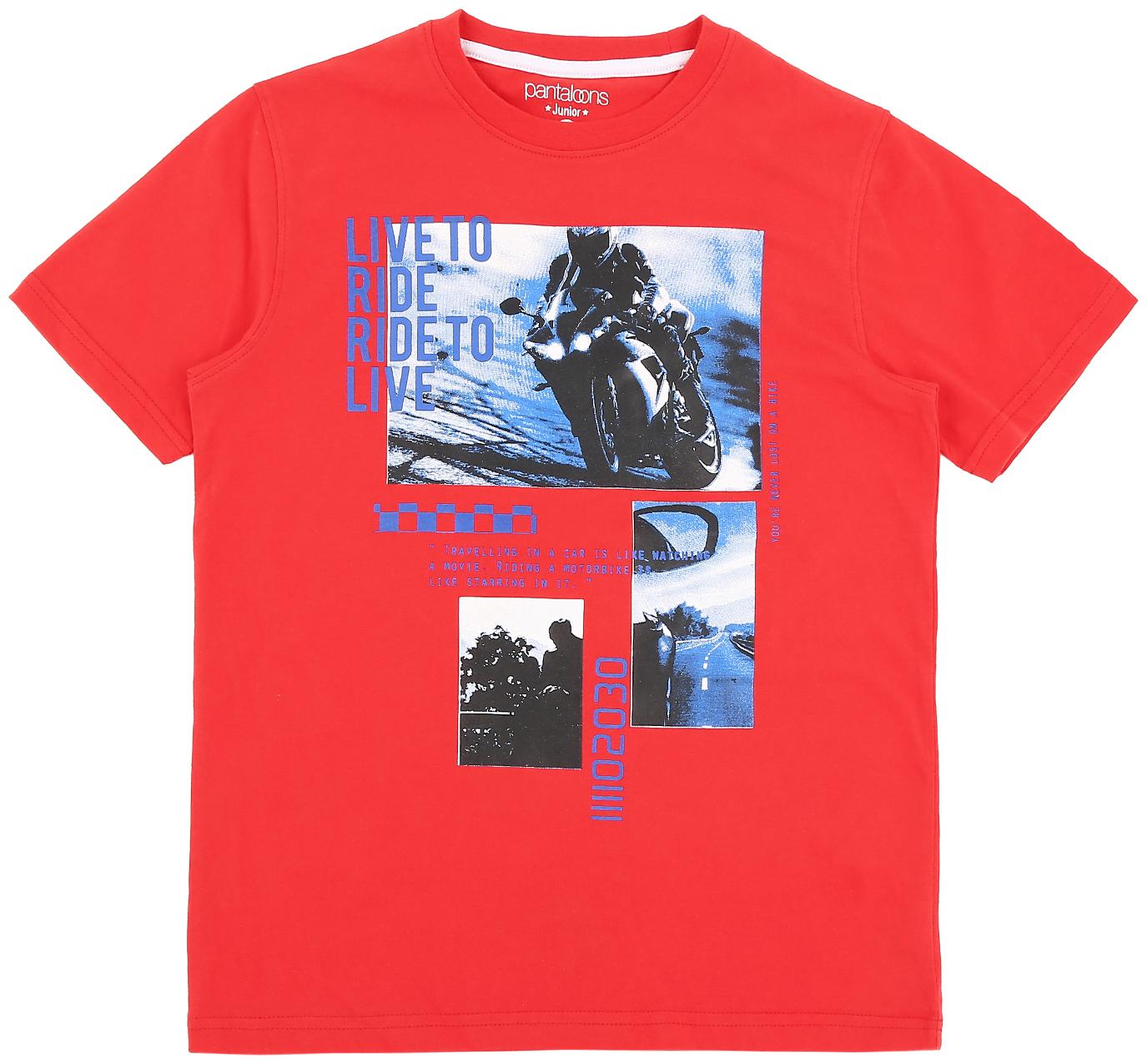 

Pantaloons Junior Boy Cotton Printed T-shirt - Red