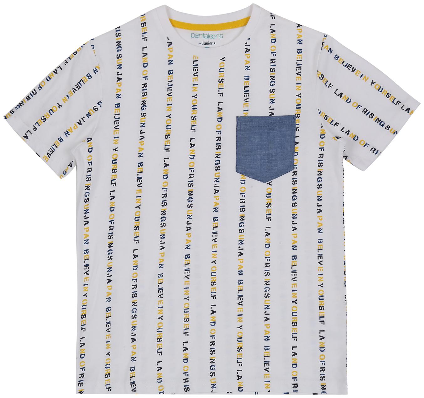 

Pantaloons Junior Boy Cotton Striped T-shirt - White