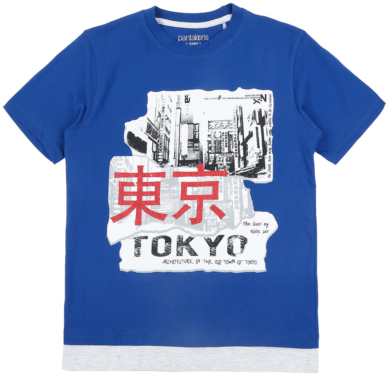 

Pantaloons Junior Boy Cotton Printed T-shirt - Blue