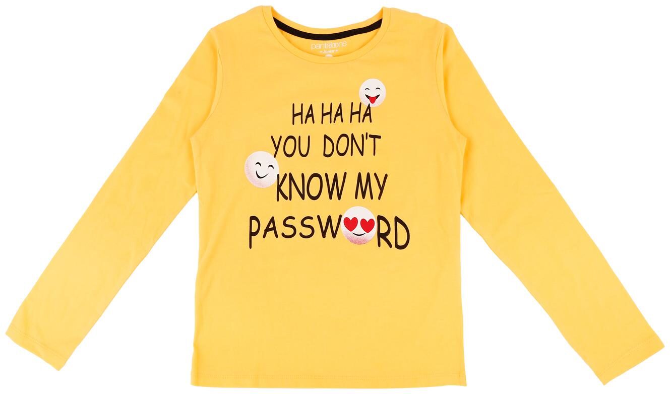 

Pantaloons Junior Girl Cotton Printed T shirt - Yellow