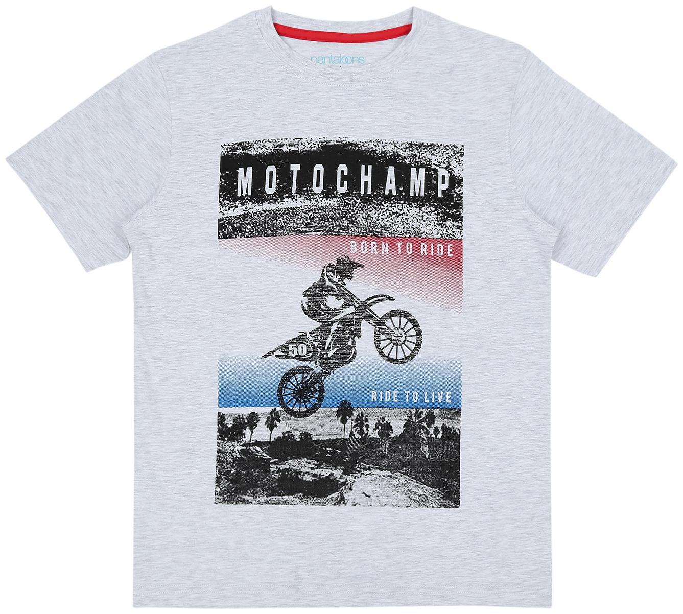

Pantaloons Junior Boy Cotton Printed T-shirt - Grey
