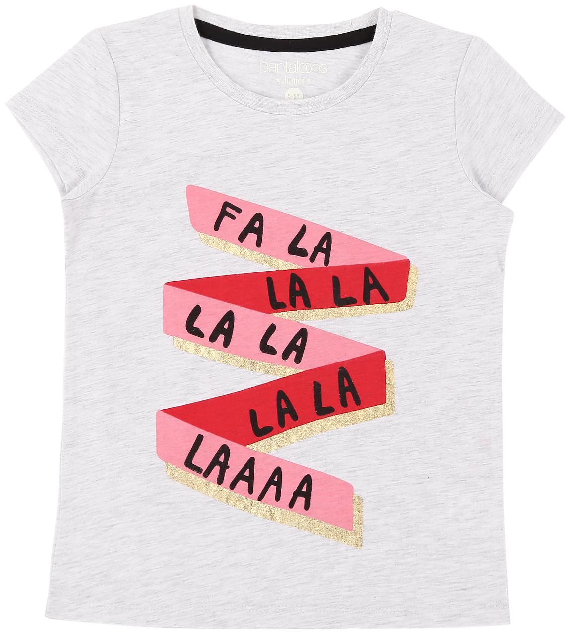 

Pantaloons Junior Girl Poly cotton Printed T shirt - Grey