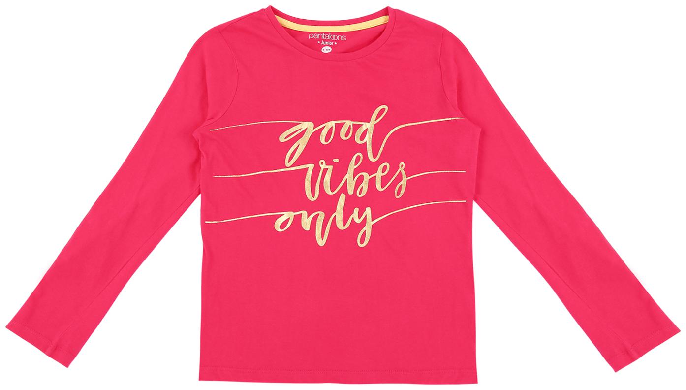 

Pantaloons Junior Girl Cotton Printed T shirt - Pink