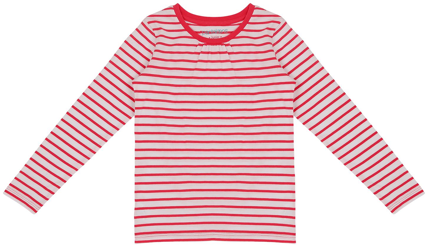 

Pantaloons Junior Girl Cotton Striped T shirt - Pink
