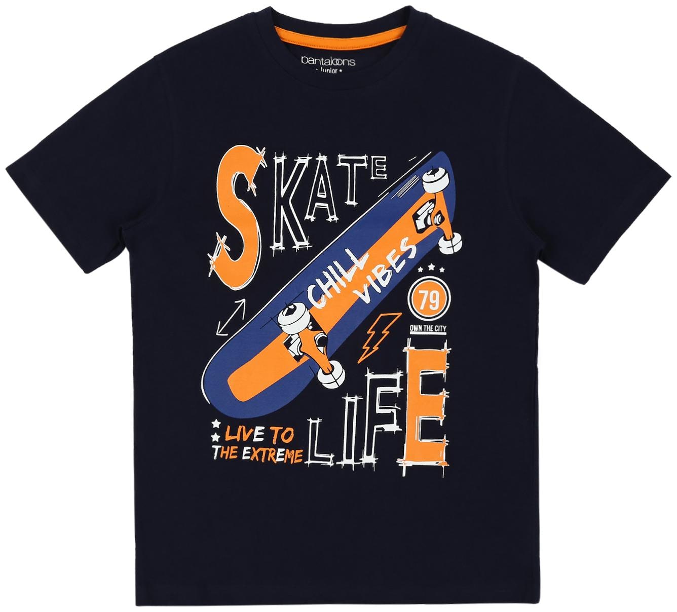 

Pantaloons Junior Boy Cotton Printed T-shirt - Blue