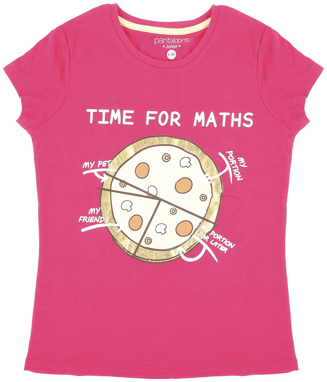 

Pantaloons Junior Girl Cotton Printed T shirt - Pink
