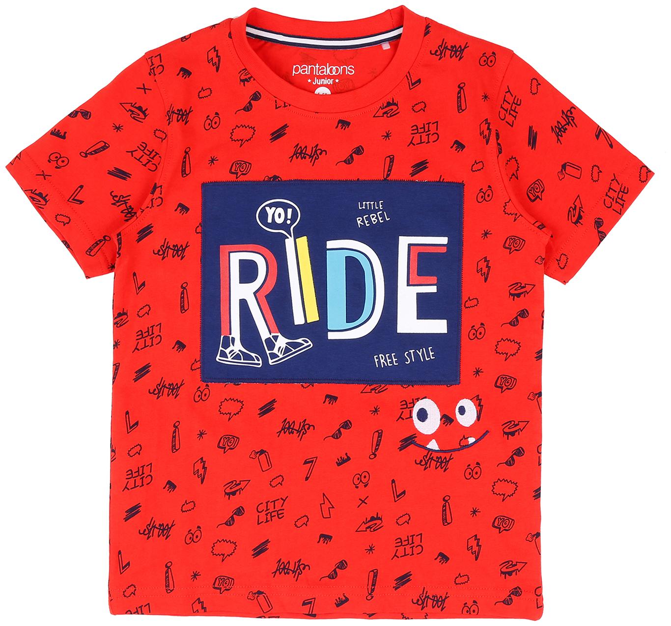 

Pantaloons Junior Boy Cotton Printed T-shirt - Red