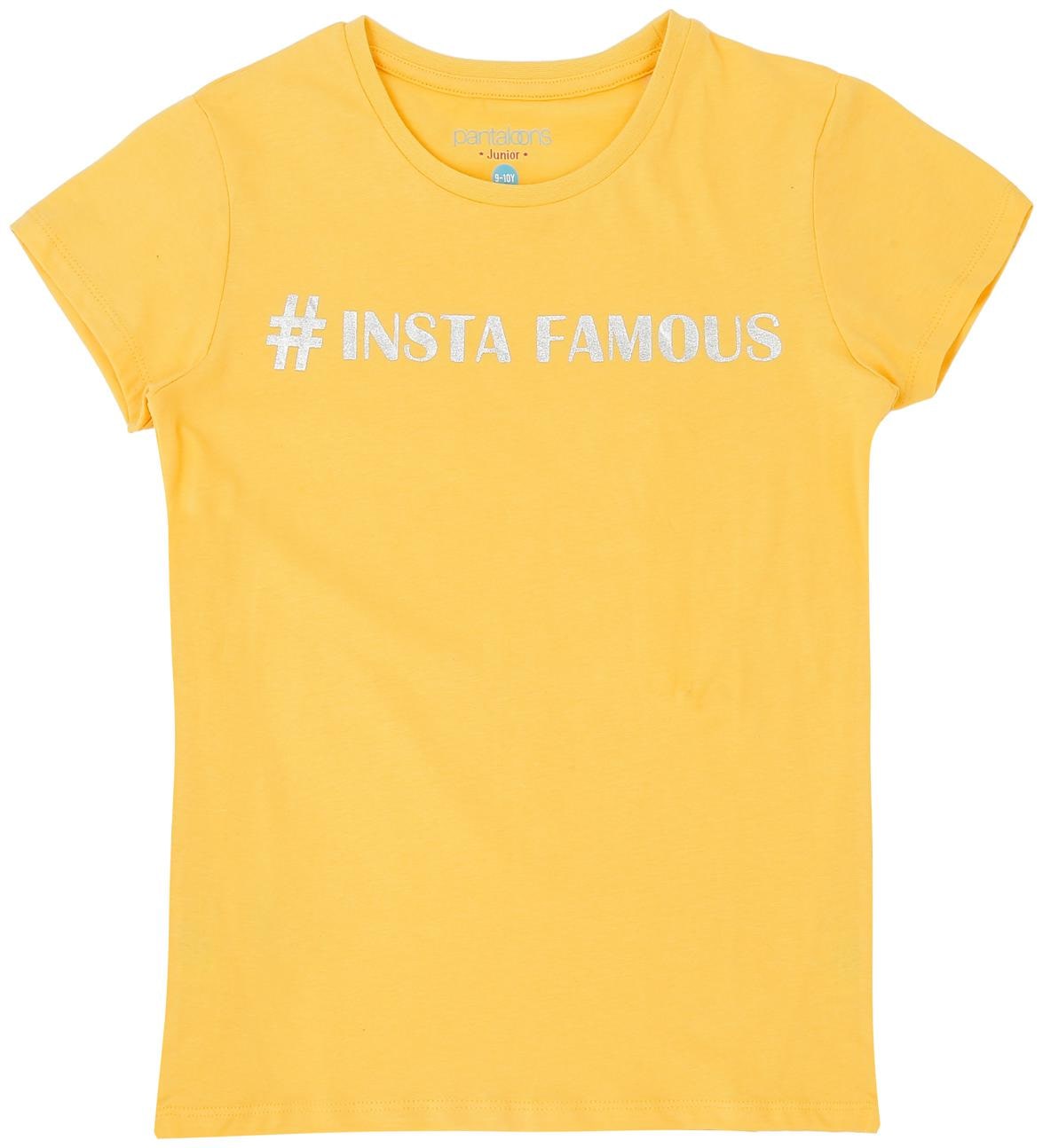 

Pantaloons Junior Girl Cotton Printed T shirt - Yellow