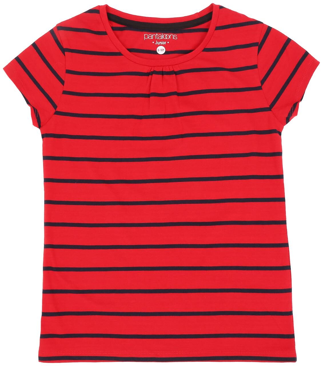 

Pantaloons Junior Girl Cotton Striped T shirt - Red