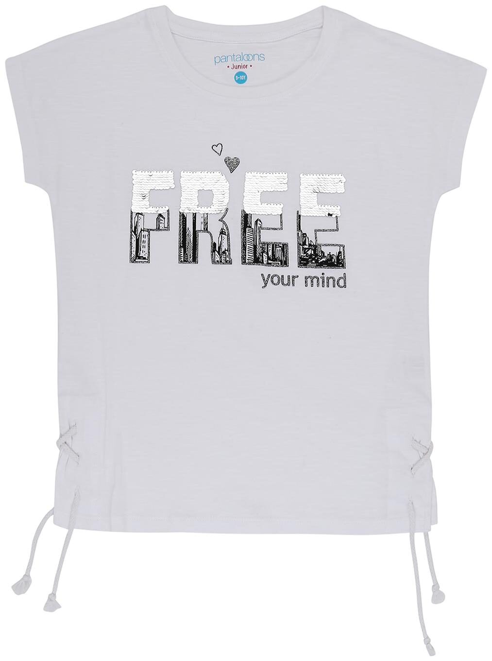 

Pantaloons Junior Girl Cotton Printed T shirt - White