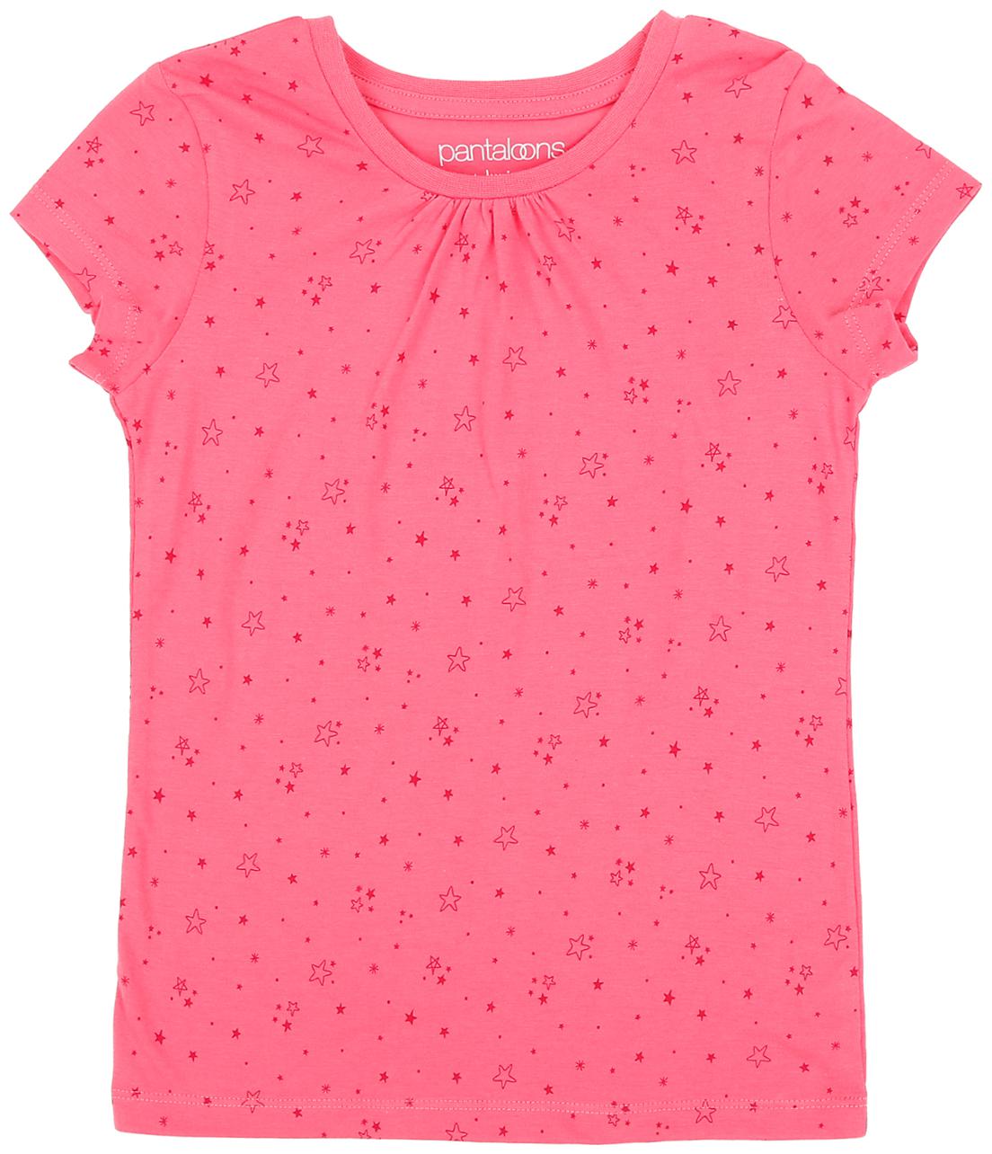 

Pantaloons Junior Girl Cotton Printed T shirt - Pink