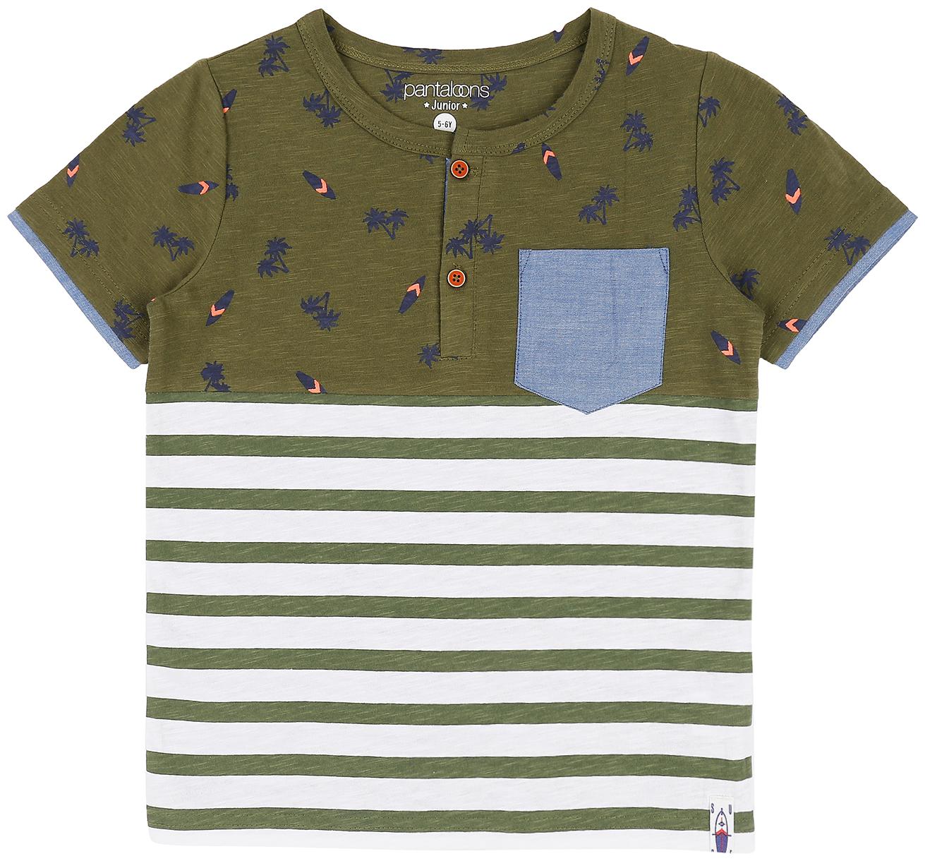 

Pantaloons Junior Boy Cotton Striped T-shirt - Green