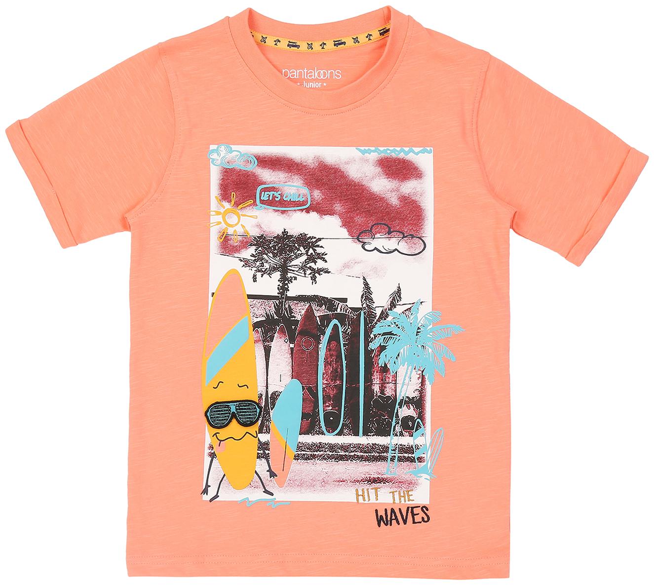 

Pantaloons Junior Boy Cotton Printed T-shirt - Pink