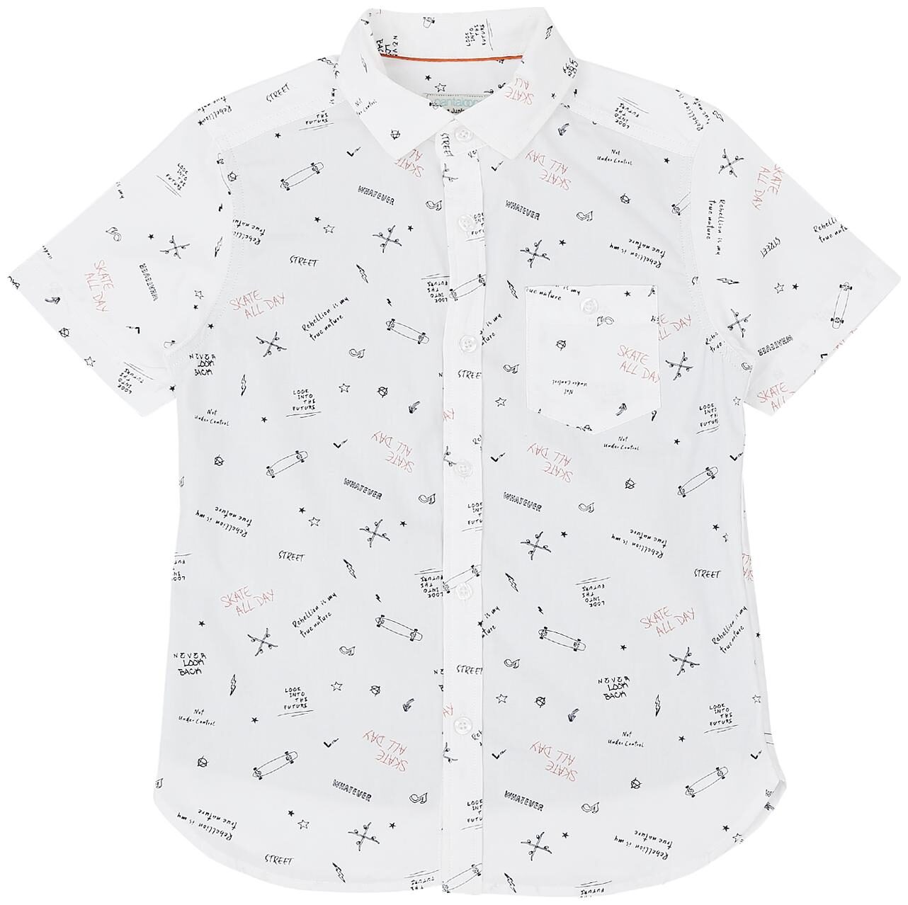 

Pantaloons Junior Boy Cotton Printed Shirt White