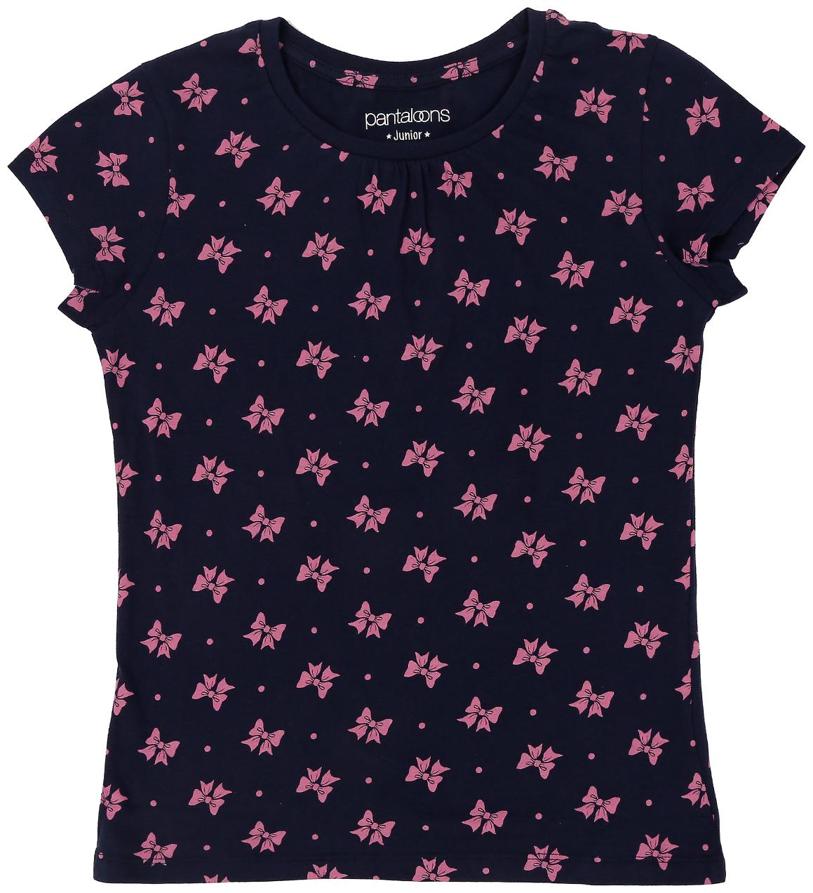 

Pantaloons Junior Girl Cotton Printed T shirt - Blue